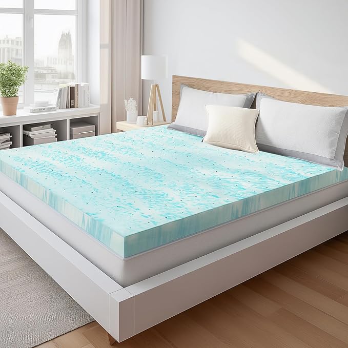 Sweetcrispy Mattress Topper Twin XL, Memory Foam 2 Inch Thick Gel Infused Cooling Toppers Pad for Twin XL Size Bed, Sleeper Sofa, RV, Camper, CertiPUR US, Breathable