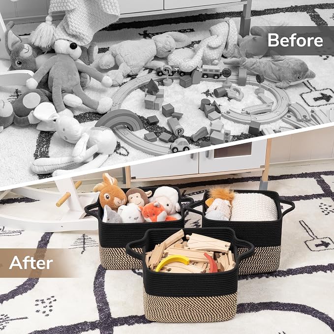 Goodpick Cube Storage Bins - Towel, Book, Cloth, Shoes, Closet Shelf Woven Baskets for Office, Baby Laundry, Toys, 13''x10''x9'' - Image 8