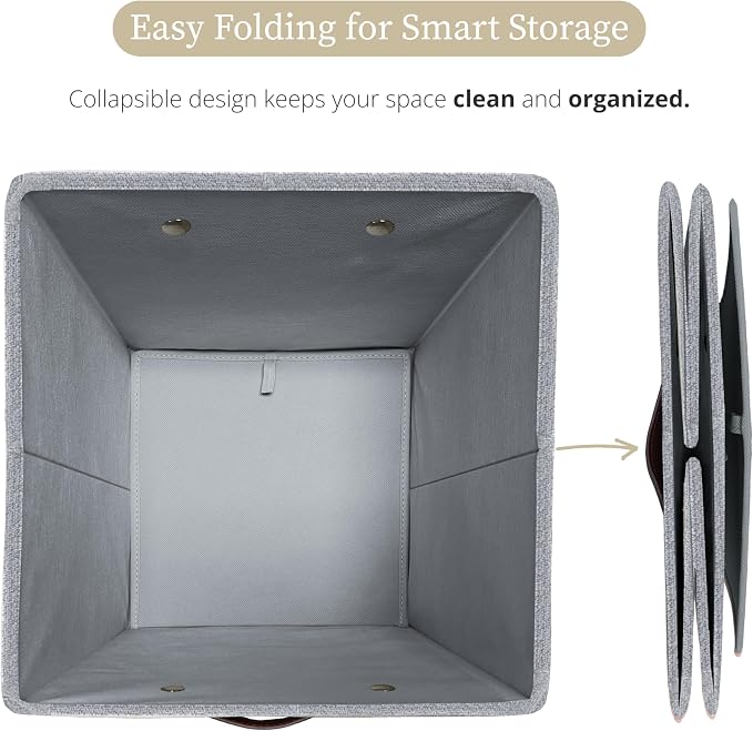 DECOMOMO Storage Bins, Cube Storage Bin with Labels, Fabric Storage Cubes for Shelves (11" / 6pcs, Light Texture Grey) - Image 6