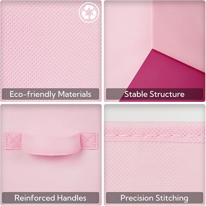 GRANNY SAYS Cube Cute Storage Bins, 11 Inch Storage Cube Organizer, Collapsible Fabric Storage Cubes with Handle, Decorative Cube Storage Organizer for Shelves, Closet, Pink, 6-Pack - Image 5