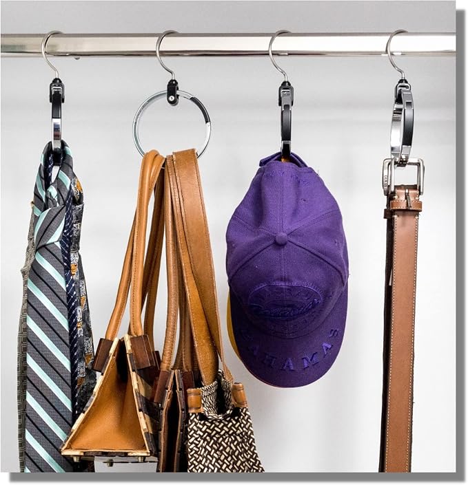 Rolly Hanger® Closet Space Saver – Premium Rotating Aluminum Organizer for Belts, Ties, Hats & Handbags – Heavy Duty 360° Swivel – Declutter & Maximize Storage (1 Pack) - Image 5