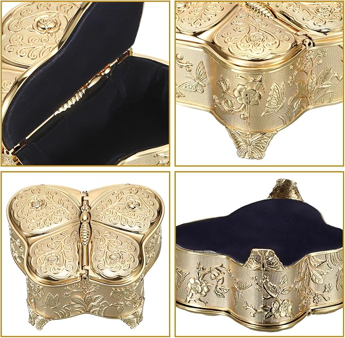 Hipiwe Decorative Jewelry Storage Box Gold Trinket Box for Necklace Ring Earrings Organizer Treasure Keepsake Holder for Women, Medium - Image 7