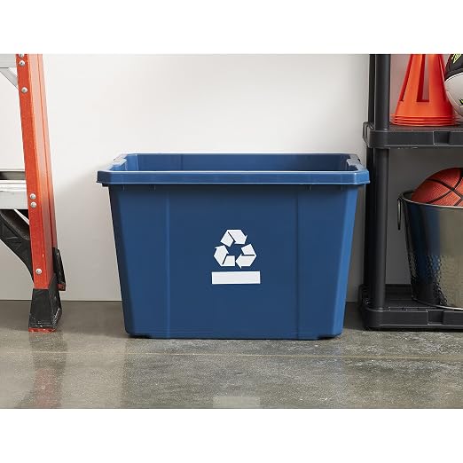 Gracious Living Medium Curbside Blue Box, Plastic 17 Gallon/64 Litre Home Trash Can Refuse and Recycling Bin Container with Built-in Handles (6 Pack) - Image 9