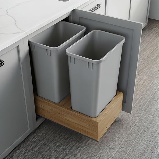 Dowell Double 50Qt Undermount Trash Pull-Out Waste Container with Full Extension Soft-Close Slides, Bottom Mounted, Face Frame/Frameless Min. Cabinet Opening: 15-1/2 Inch Wide-4008 0218 50 - Image 3