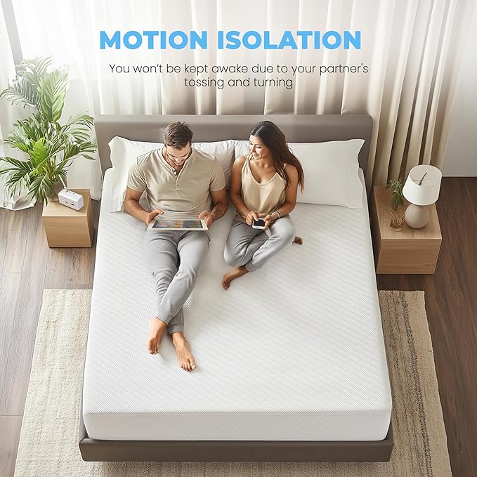 Neo Sleep 8 Inch Queen Cooling Gel Memory Foam Mattress Medium Firm CertiPUR-US Certified Foam, Mattress in a Box Enhanced Pressure Relief Removable Soft Cover No Fiberglass (Queen, 8 in)