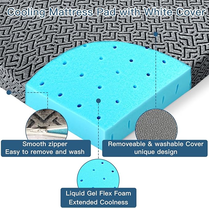 Airensky 4 Inch Memory Foam Mattress Topper, Cooling Gel Infused High Density King (76"x80") Topper with Removable Skin-Friendly Cover, Bed Topper for Pressure Relief Back Pain, CertiPUR-US Certified
