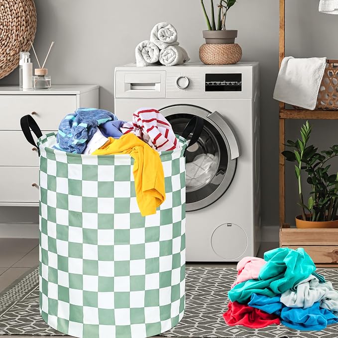 Sage Laundry Basket Kids Hamper Gifts Storage Basket Toys Box Large Canvas Collapsible Organizer Bins for Home/Dorm/Kitchen/Pet/Office/Closet/Shelf/Gift Baskets - Image 3