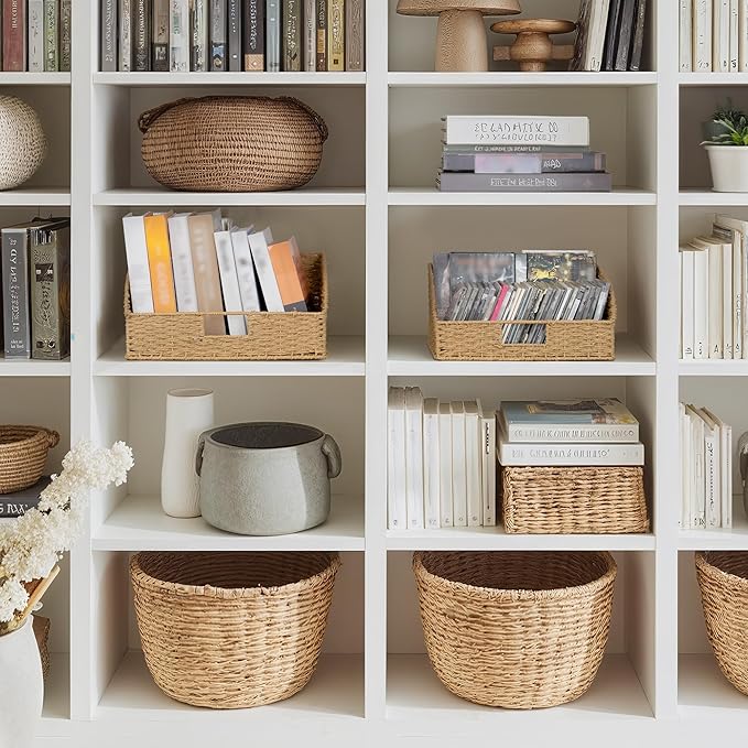 StorageWorks Pantry Baskets for Organizing, Paper Rope Storage Baskets for Shelves with Built-in Handles, Pantry Organizers and Storage, Natural, Set of 2 (Large and Medium) - Image 6