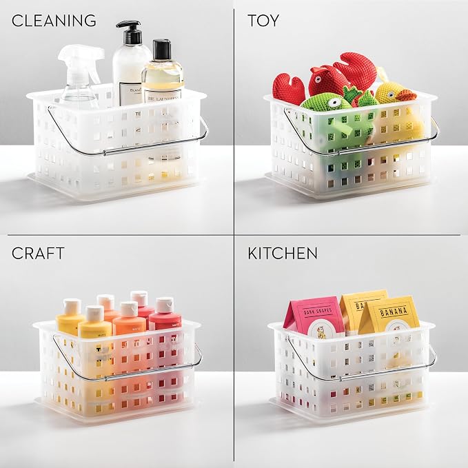 iDesign Small Shower Caddy with Handle, Portable Shower Organizer for Dorm or Bathroom, Clear Frost - Image 7