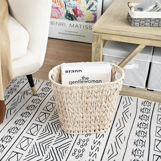 GRANNY SAYS Wicker Trash Can, Waterproof Bathroom Trash Can, Wicker Waste Basket for Bathroom, Decorative Boho Waste Basket for Bedroom, Office, 19 Liters/5 Gallons - Image 3