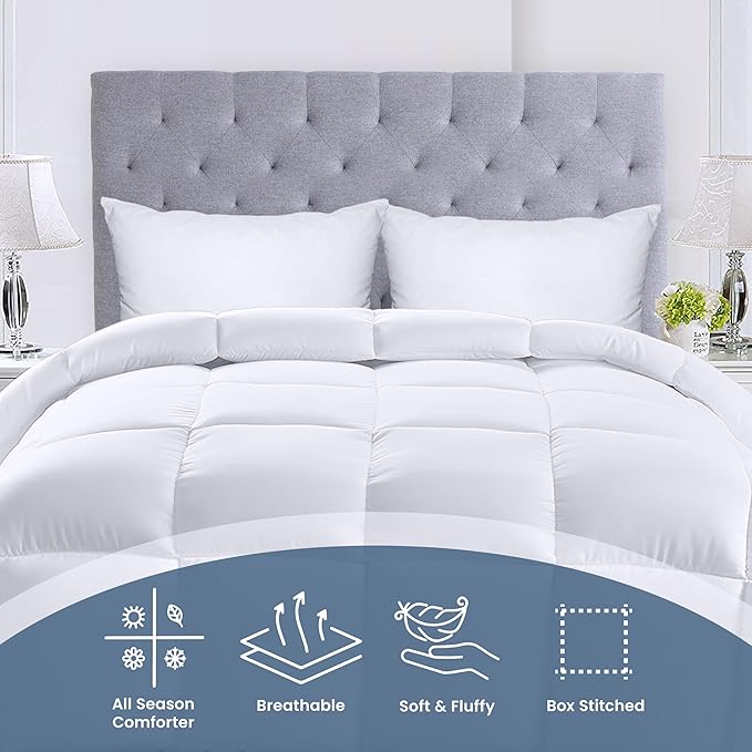 Utopia Bedding Comforters Twin Size, All Season Duvet Insert, Down Alternative Box Stitched Bed Comforter with Corner Tabs, Machine Washable (White, Pack of 6)