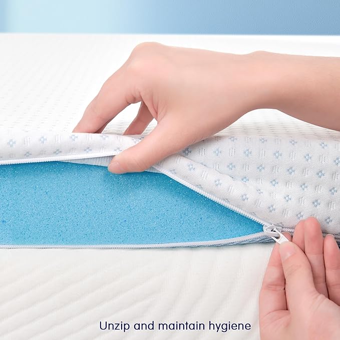 Subrtex Memory Foam Mattress Topper, 4 Inch Twin Gel-Infused Memory Foam Topper, High Density Cooling Bed Topper Pad with Breathable Removable Fitted Cover CertiPUR-US Certified