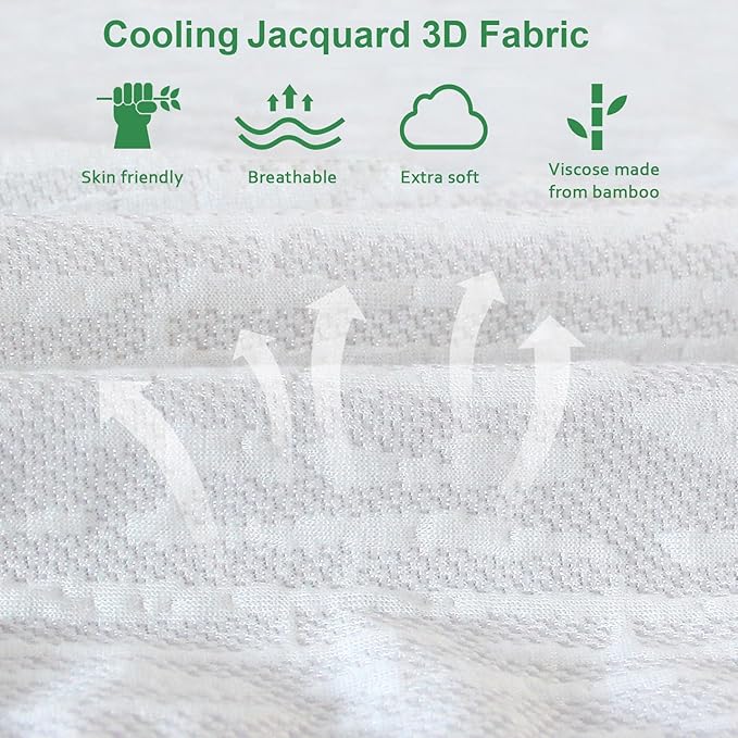 Twin Mattress Protector Waterproof, Ultra Soft Viscose 3D Air Fabric, Mattress Pad Cover Twin, Fitted Up to 14" Deep