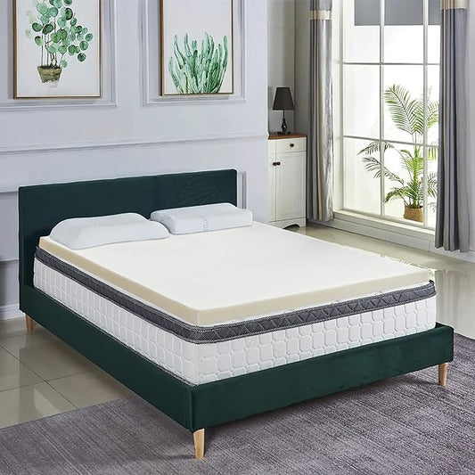 Treaton, 2-Inch High Density Medium Firm Foam Mattress Topper, CertiPUR-US Certified for Superior Comfort and Support, Queen, Green