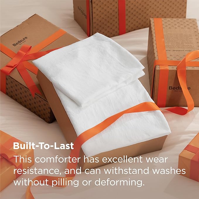 Bedsure King Comforter Set, White Soft Prewashed Bedding for All Seasons, 3 Pieces GentleSoft™ Bed Set, 1 Lightweight Comforter (104"x90") and 2 Pillowcases (20"x36")