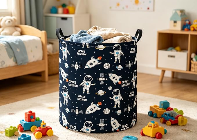 Baby Laundry Hamper kids laundry Basket Waterproof Laundry Bag for Bedroom Toy Clothes Organizer Room Décor(Astronaut) - Image 3
