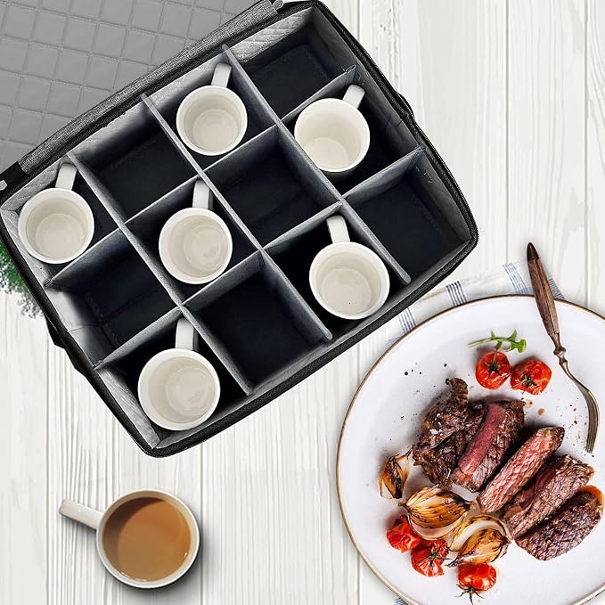 Quilted Mug Cup Storage Box-China Storage Containers Hard Shell,Cup Storage Containers with Lid for Moving Transport,Kichen Dinnerware Storage - Image 6