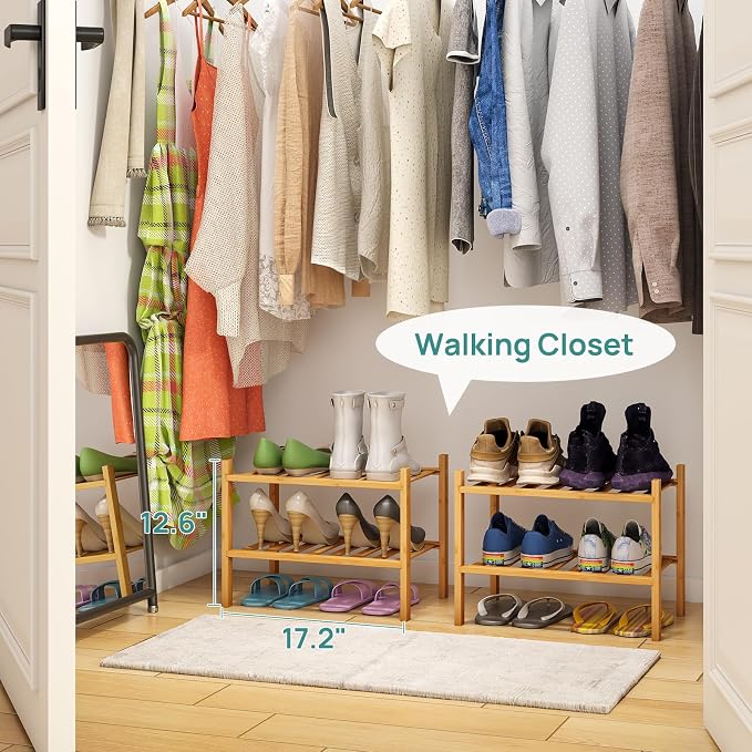 viewcare Small Shoe Rack, 2-Tier Shoe Rack for Entryway, Bamboo Wood Shoe Shelf for Closet & Hallway, Long 17.2IN | Beautiful | Functional | Sturdy | Durable - Image 4