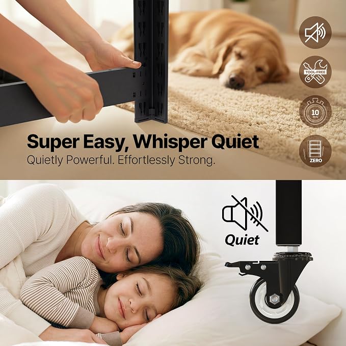 HOMEDANT House 48.1" 5-Tier Metal Rolling Cart Shelf Rack Casters Heavy Duty Laminated Wheel Shelving Unit Adjustable Utility Storage Shelves Shelf Kitchen Garage Black 1Pack - Image 9