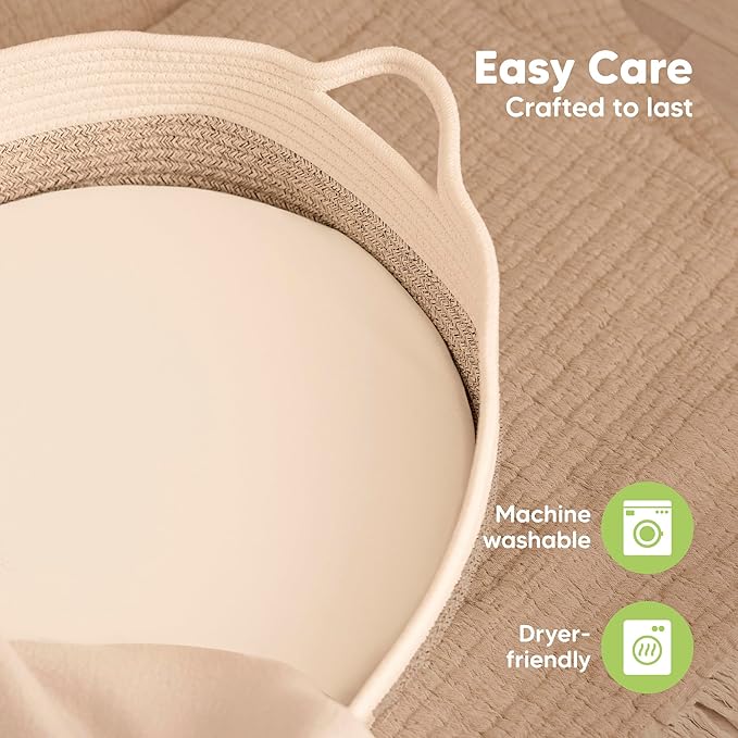 2-Pack Baby Bassinet Sheets Girl, Boy - 33x17 Viscose Derived from Bamboo Bedside Mattress Fitted Bassinet Sheets, Compatible with Halo Bassinest Swivel Sleeper, Baby Delight, Graco (Cameo)