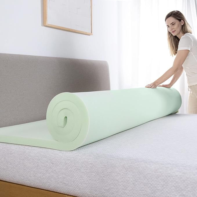 ZINUS 1.5 Inch Green Tea Memory Foam Mattress Topper, Pressure-Relieving Layers, CertiPUR-US Certified, Full