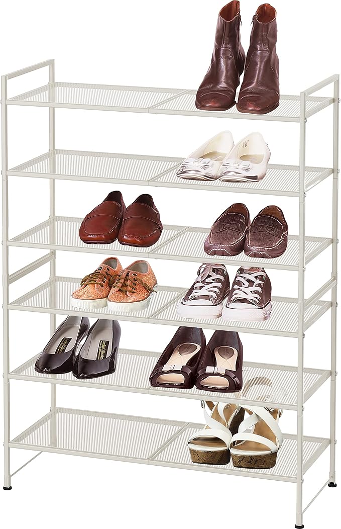 Simple Houseware 3-Tier Stackable Mesh Shoe Rack, White - Image 5