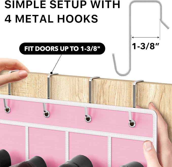 Simple Houseware 24 Pockets - Crystal Clear Over The Door Hanging Shoe Organizer, Pink (64'' x 19'') - Image 4