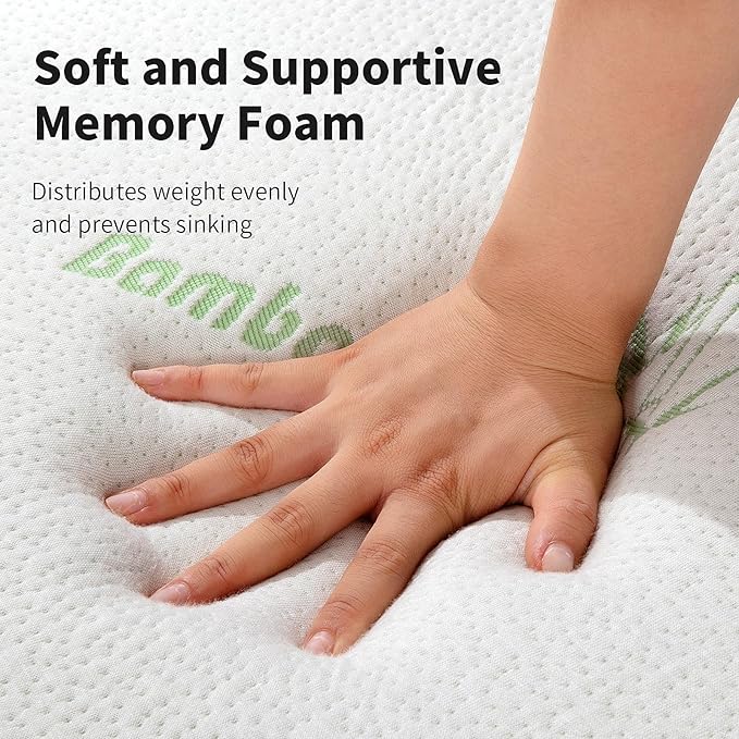 HOMBYS Memory Foam Massage Bed Mattress Topper with Cooling Rayon Derived from Bamboo Cover, Lash Bed Table Mattress Topper with Elastic Bands, Cushion Only, White, 73" x 29"