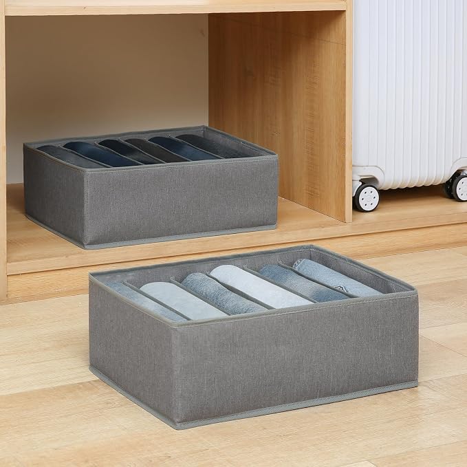 Qozary Jeans Pants Organizer for Closet, 4 Pack Drawer Organizers for Clothing, 6 Grids Wardrobe Clothes Organizer, Jean Organizer for Closet, Deep Drawer, Clothes Organizer for Shirts, Legging - Image 6