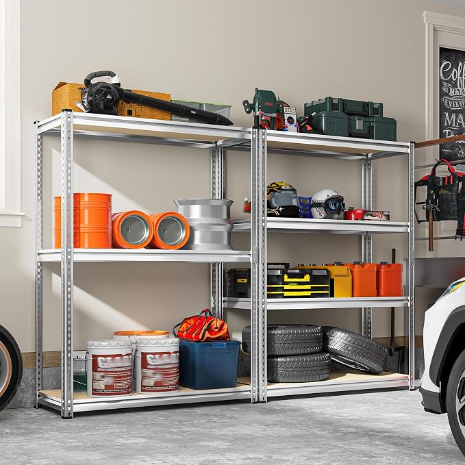 REIBII Storage Shelves Adjustable Metal Shelving 1600LBS Garage Shelves Industrial Metal Shelves 4 Tier Garage Shelving for Pantry Closet Kitchen Basement, Sliver, 11.8" D x 23.6" W x 56.7" H - Image 9