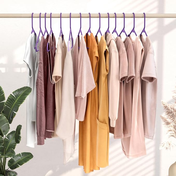 Plastic Hangers 20 Pack Purple - Clothes Hangers - Makes The Perfect Coat Hanger and General Space Saving Hangers for Closet and New Apartment Essentials - Percheros Ganchos para Colgar Ropa Hangars - Image 6