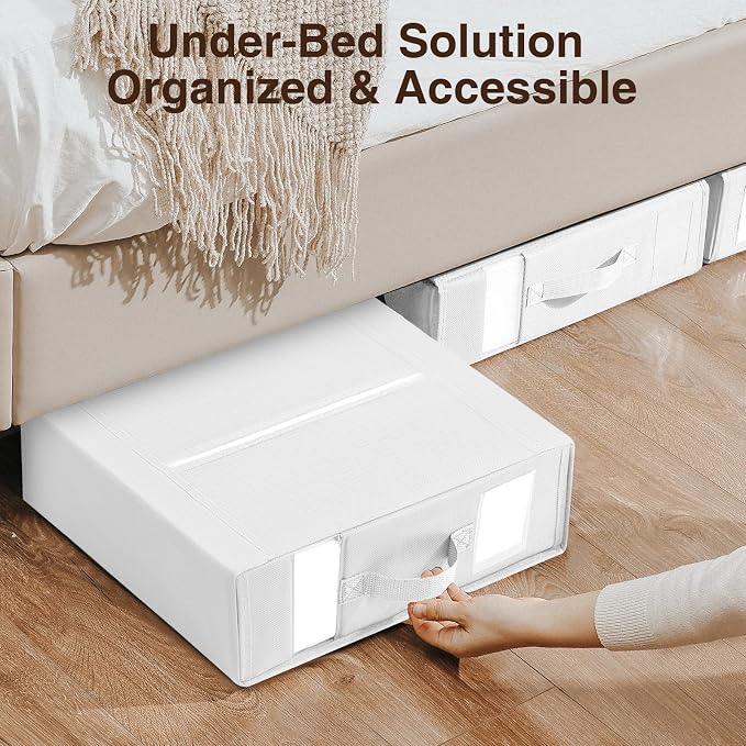 DIMJ Bed Sheet Organizers and Storage 6 Pack - Foldable Sheet Holder for Linen Bedding Storage Box for organization, Sheets Set Holder for Blanke, Towel (King & Queen Size), White - Image 4