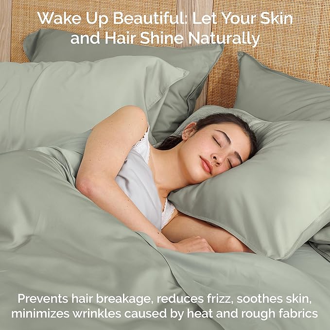 Viscose Bamboo Sheets Queen Size 4PC Set - Cooling Bedding for Hot Sleepers with Moisture Wicking Technology - Silky Soft 18 Inch Deep Pocket - Sage 60"x 80"