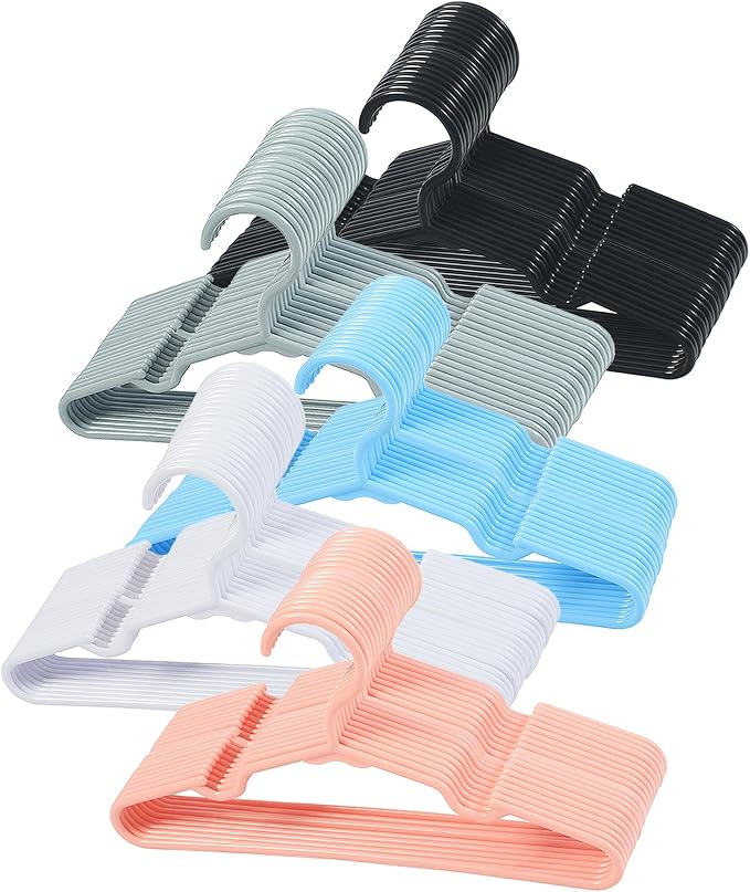 100 pcs Baby Nursery Closet Hangers,Non-Slip Laundry Infant Pant Hanger for Newborn Clothes,Ultra-Thin Child Coat Hanger for Girl Boy Toddler Kids by VIIBASE