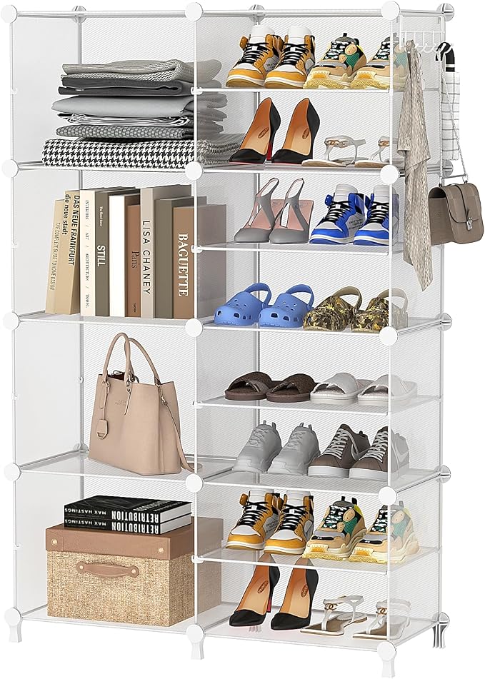 AWTATOS Closet Organizer 8 Cube Storage Shelves Clothes Organizers Closet Storage Stackable Cubby Shelving for Closet Bedroom Living Room Office, Transparent Twill - Image 6