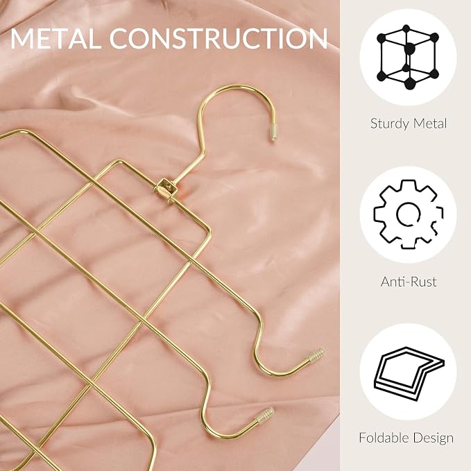 ZEDODIER Tank Top Hanger Space Saving, Bra Hangers for Closet Organizer, Hanging Bra Organizer Tank Tops Holder with 8 Hooks, Metal Closet Organizers and Storage Small Space Solutions, Gold - Image 2