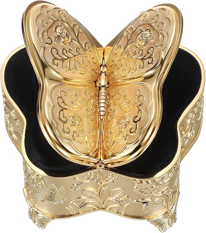 Hipiwe Jewelry Box Vintage Treasure Chest Butterfly Shape Decorative Keepsake Holder for Necklace Ring Earrings Storage Organizer Gift for Woman, Large - Image 8