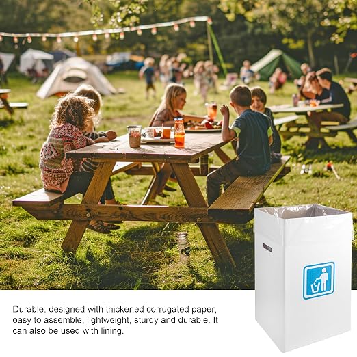 40 Gallon Cardboard Trash cans for Events (Pack of 10)， with 20 Liners Included，Be applicableOutdoor Events pop up Trash cans for Parties，Reusable Portable Garbage Can，in-Home Recycling Bins - Image 4