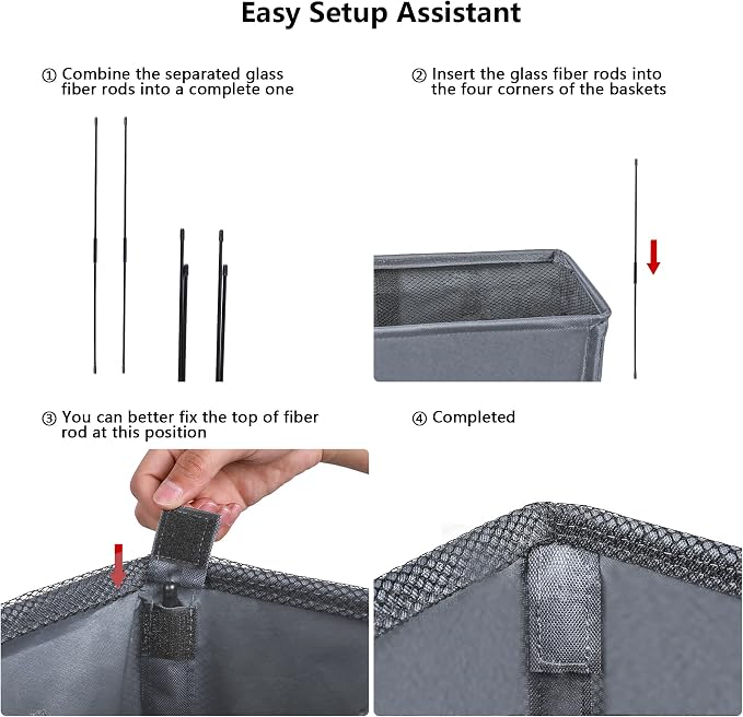Odonata Slim Laundry Hamper Handles Collapsible Laundry Basket Thin Dirty Clothes Basket Narrow Laundry Bag Foldable Dirty Hamper 45L (Dark Grey) - Image 3