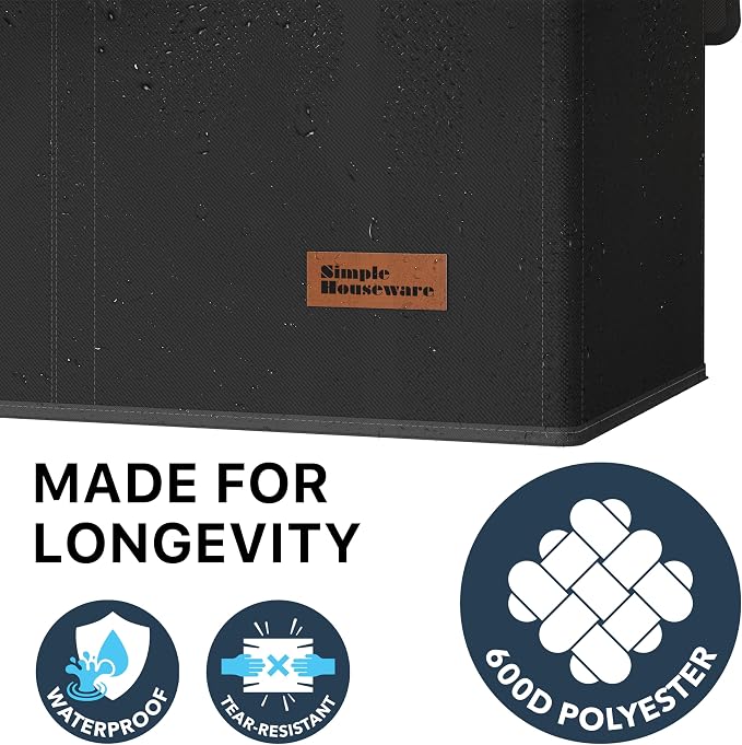 Simple Houseware Double Laundry Hamper with Lid and Removable Bags, Black - Image 5