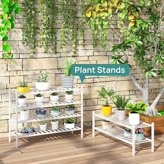viewcare Long Shoe Rack for Entryway,Shoe Organizer for Hallway Closet, Bamboo Wood Shoe Racks for Indoor Outdoor (White, 2-Tier Long) - Image 7