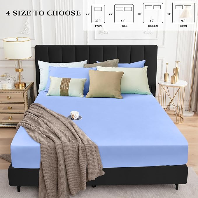 Sufdari Twin XL Mattress Protector,Waterproof Mattress Protector,Fitted Sheet Style Mattress Cover with 18" Deep Pocket,Washable and Comfortable-Blue,Twin XL