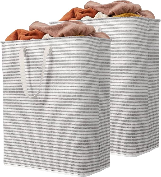 Lifewit 2 Pack Laundry Basket 125L Each, Collapsible Clothes Hamper with Reinforced Handles, Freestanding Waterproof Design for Bedroom and Laundry Room, Grey 250L Total by Lifewit
