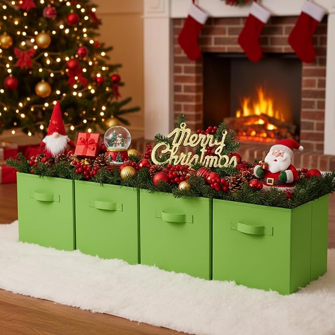 Cupic Cupid 11 Inch Storage Cube, Fabric Cube Storage Bin with Handles, Storage Cube Organizer for Clothes and Toys, Collapsible Cube Bins for Closet, Shelves, Nursery, 6-Pack, Green - Image 2