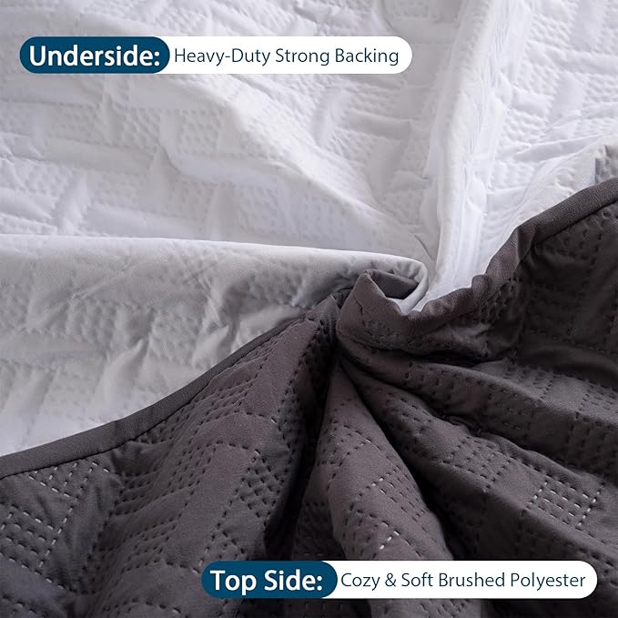 Queen Mattress Protector Waterproof - Ultrasonic Noiseless Mattress Pad with Reinforced TPU Backing, Breathable Bed Cover Fit 6"-18" Deep Pocket for Potty Training, Pets & Night Sweats, Gray