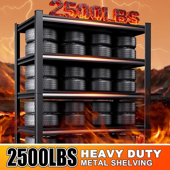71.2''H Storage Shelves, 2500lbs Garage Shelving,Adjustable Heavy Duty Shelving Unit,5T Tall Garage Shelves，Metal Standing Shelf Units,Utility Rack For Kitchen Warehouse Industrial Basement 71*35*16 - Image 3