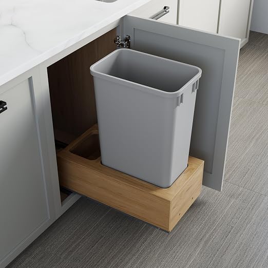 Dowell Single 50Qt Undermount Trash Pull-Out Waste Container with Full Extension Soft-Close Slides, Bottom Mounted, Face Frame/Frameless Min. Cabinet Opening: 12-1/2 Inch Wide-4008 0115 50 - Image 3