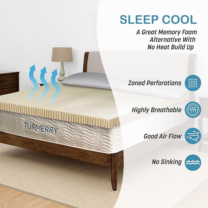 7 Zone Green Natural Organic Latex Mattress Topper California King Size - 3 inch - Soft Plush Pillow Top - GOLS Certified Latex Foam Bed Pad for Side Sleepers Zonal Support Durable and Breathable
