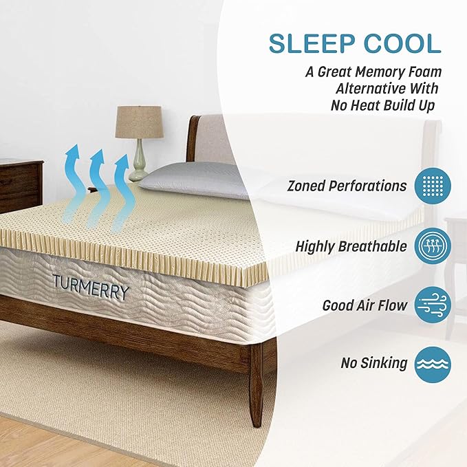 7 Zone Green Natural Organic Latex Mattress Topper Full Size - 3 inch - Soft Plush Pillow Top - GOLS Certified Latex Foam Bed Pad for Side Sleepers Zonal Support Durable and Breathable