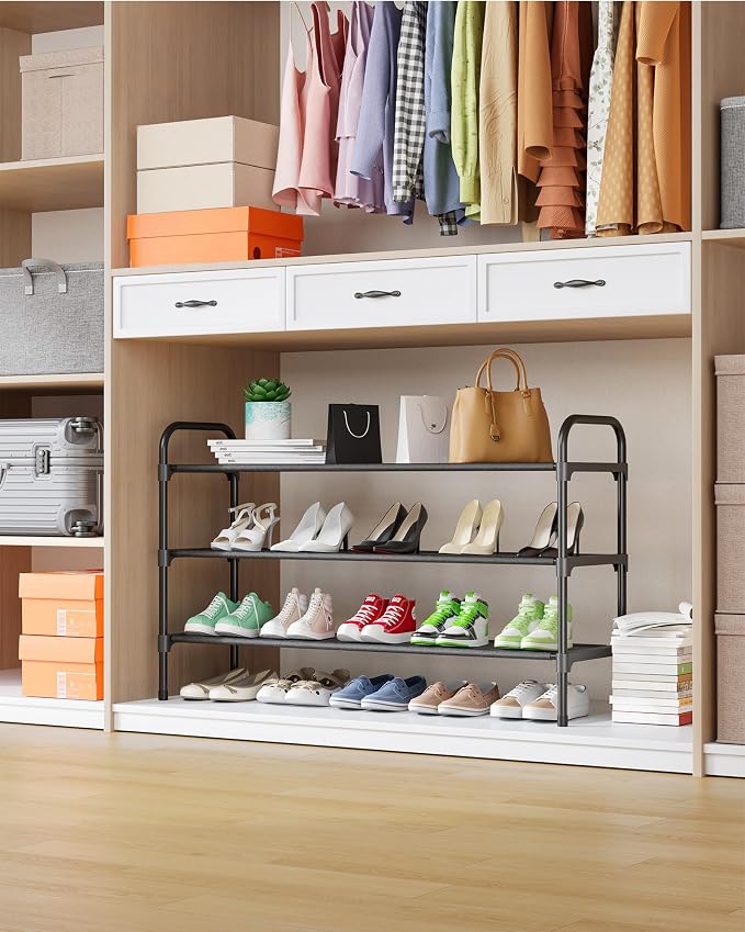 Kitsure Extra-Long Shoe Rack for Closet, Shoe Organizer for Front Door Entrance, Stackable Shoe Shelf, Detachable Closet Organizers and Storage, 39.0" Wide - 3 Tier, Black - Image 4
